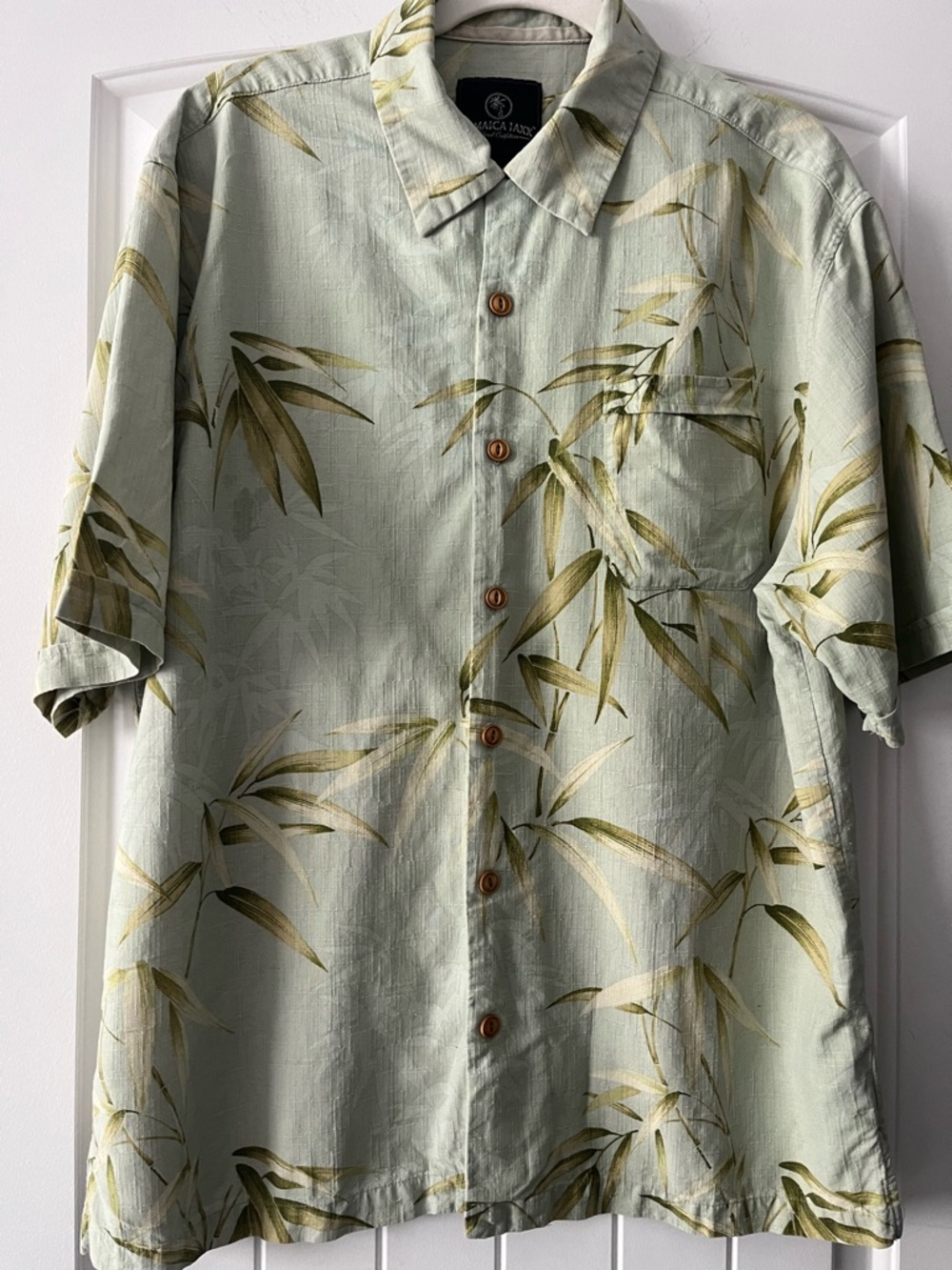 Jamaica Jaxx Light Green Bamboo-Print Short Sleeve Shirt